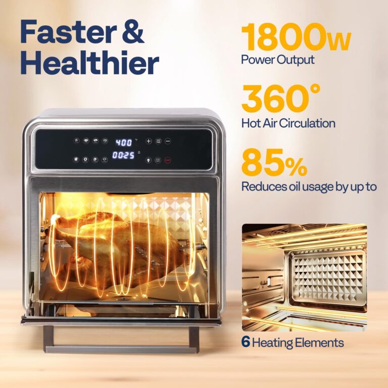VIVOHOME 21 Qt Air Fryer Toaster Oven Combo, 8-in-1 Convection Oven Countertop with Rotisserie and Dehydrator, Stainless Steel Digital Air Fryer Oven with 7 Accessories, 1800W - Image 5