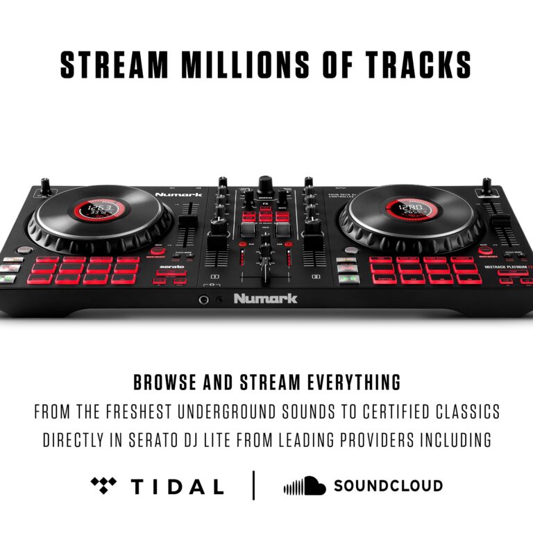 Numark Mixtrack Platinum FX - DJ Controller For Serato DJ with 4 Deck Control, DJ Mixer, Built-in Audio Interface, Jog Wheel Displays and FX Paddles - Image 5
