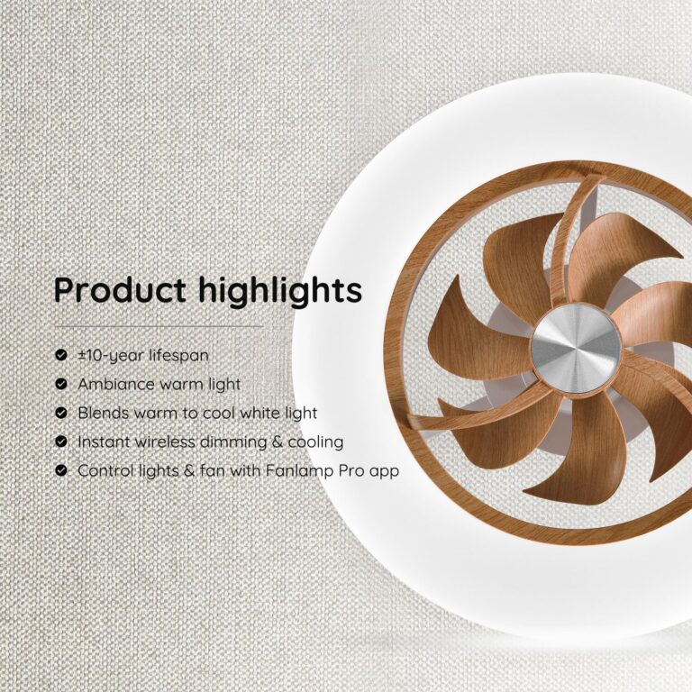 Orison Ceiling Fan with Light - Modern Flush Mount Enclosed Ceiling Fan 22.4" LED Dimmable Bladeless Ceiling Fans with Remote Control,Smart 3 Light Color and 6 speeds 7 Blades - Image 3