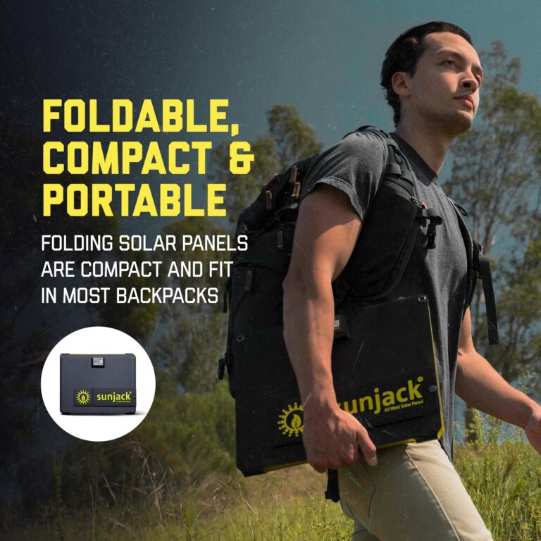 SunJack 60W Folding Portable Solar Panel Charger with Kickstands, IP67 Waterproof ETFE and DC/USB-A QC3.0 / USB-C PD30 for Cell Phone, Laptop, Power Station, Backpacking, Camping, Hiking, Emergency - Image 5
