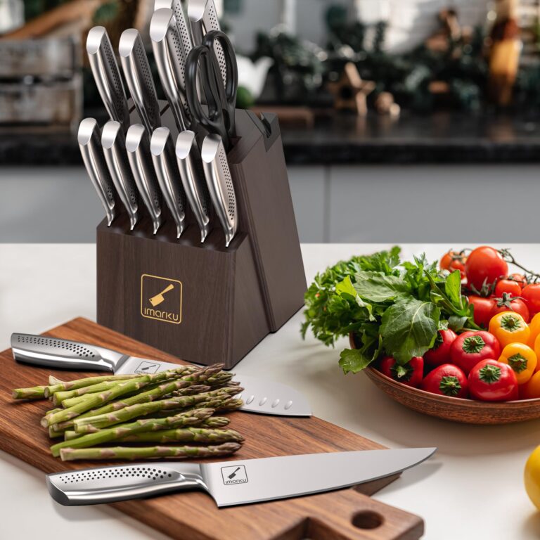 imarku Knife Set, 15-Pieces HC Stainless Steel Kitchen Knife Set With Built in Knife Sharpener, Razor-Sharp Blade Knife Block Set With Non-Slip Handle, Dishwasher Safe, Birthday Day Gifts - Image 2