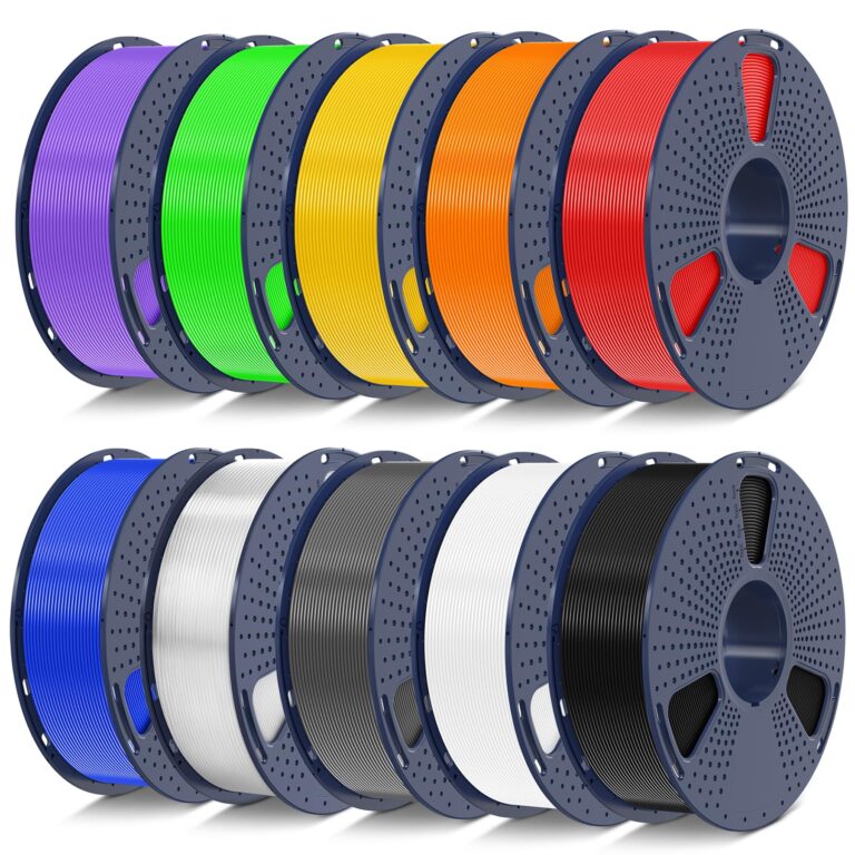 SUNLU 10kg PLA 3D Printer Filament Bundle Multicolor, Neatly Wound PLA Filament 1.75mm ±0.02mm, 10kg in Total, 1kg per Spool, 10 Pack, Black+White+Grey+Transparent+Blue+Green+Red+Orange+Yellow+Purple