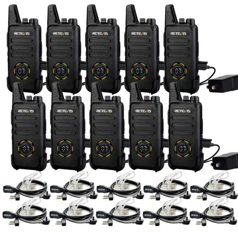 Retevis RT22S Walkie Talkies for Adults,2 Way Radio with Earpiece, Portable FRS Two-Way Radios,Channel Display, Mini Rechargeable Walkie Talkie for Church School Retail Restaurant Automotive(10 Pack)