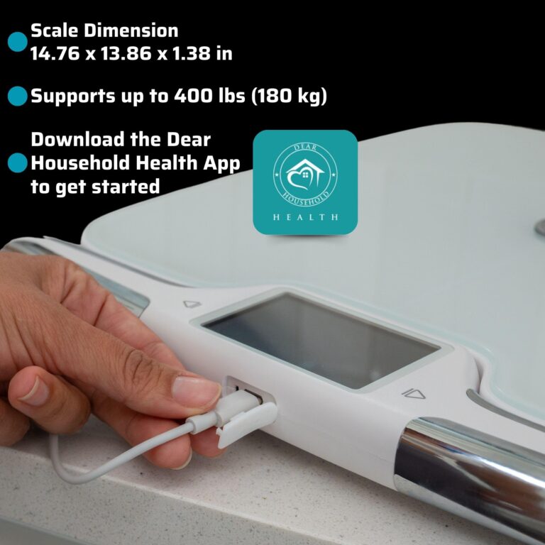 Premium Smart Digital Body Weight Scale with 8 Electrodes – 56+Metrics -Rechargeable- WIFI & Bluetooth Connected for Full Body Analysis -Track Body Fat, Muscle Mass, Fat Percentage, Sleek White Design - Image 3