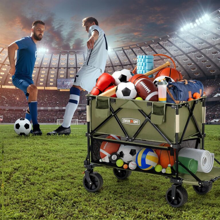 Overmont 400L Foldable Double Decker Wagon - Large Capacity Collapsible Wagon Cart- 52" Extra Long Extender - All-Terrain Big Wheels for Camping Sports School Season, Support Up to 450lbs - Image 7