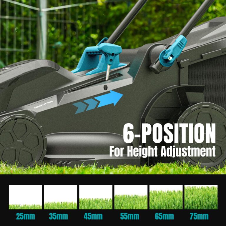 MightyMow Electric Lawn Mower Cordless, 2x20V 16 inch Push Lawn Mower with 6-Position Cutting Height Adjustment, 2x4.0Ah Battery & Dual Charger Included - Image 6