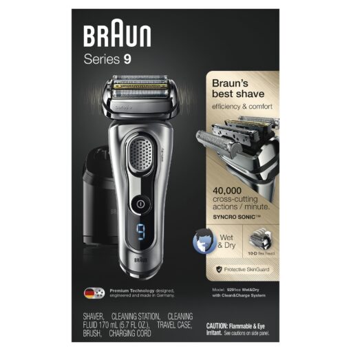 Braun Electric Razor for Men Foil Shaver with Precision Beard Trimmer, Rechargeable, Wet & Dry, Clean & Charge Station and Leather Travel Case, 6 Piece Set - Image 3