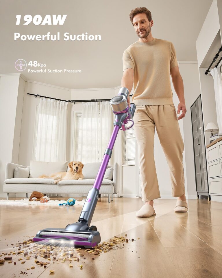 MIUZZY Cordless Vacuum Cleaner, 45Kpa Powerful Suction, 60 Mins Max Runtime, 4000mAh Large Batteries, Anti Hair Wrap Stick Vacuum, Vacuum Cleaners for Home, Pet Hair, Hard Floors and Carpets, Cars - Image 9