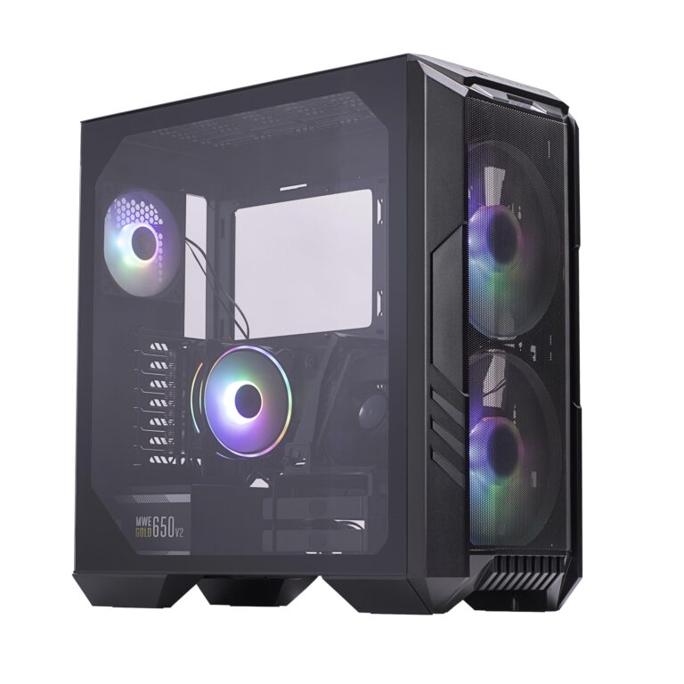 Cooler Master HAF 500 High-Airflow Mid-Tower ATX Gaming Case + Hyper 212 Halo CPU Cooler 140W TDP + 650W Gold PSU – 3X ARGB Fans, 120mm GPU Fan, Mesh Front, Tempered Glass, Cable Management