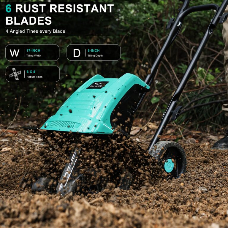 IncwBo Tiller Cultivator 17 inch 15 Amp 6 Steel Tines Tillers for Gardening Electric Rototiller for Garden Yard - Image 8