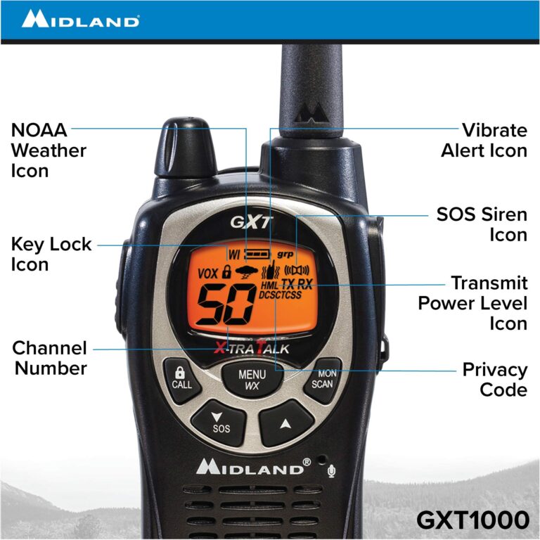 Midland GXT1000VP4 50 Channel GMRS Two-Way Radio - Up to 36 Mile Range Walkie Talkie - Black/Silver (Pack of 6) - Image 8