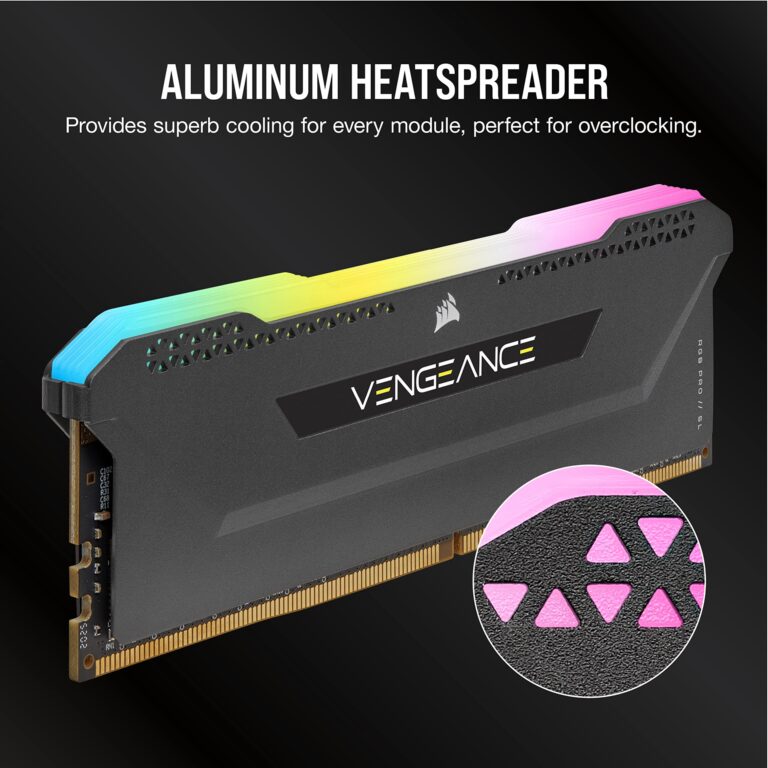 Corsair Vengeance RGB PRO SL 64GB (2x32GB) DDR4 3600MHz C18 Illuminated Desktop Memory Kit (10 Individually Addressable RGB LEDs, Optimized for Bandwidth and Response Times) Black - Image 4