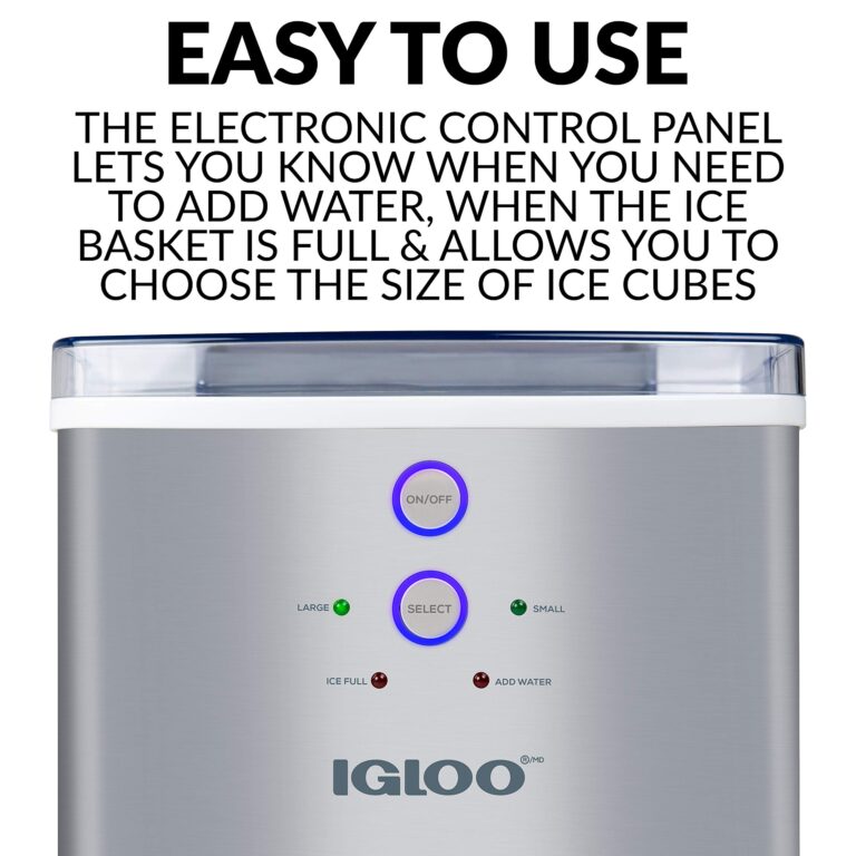 Igloo ICEB33SS Large-Capacity Stainless Steel Automatic Portable Electric Countertop Ice Maker Machine, 33 Pounds in 24 Hours, 9 Cubes Ready in 7 minutes, With Scoop and Basket - Image 4