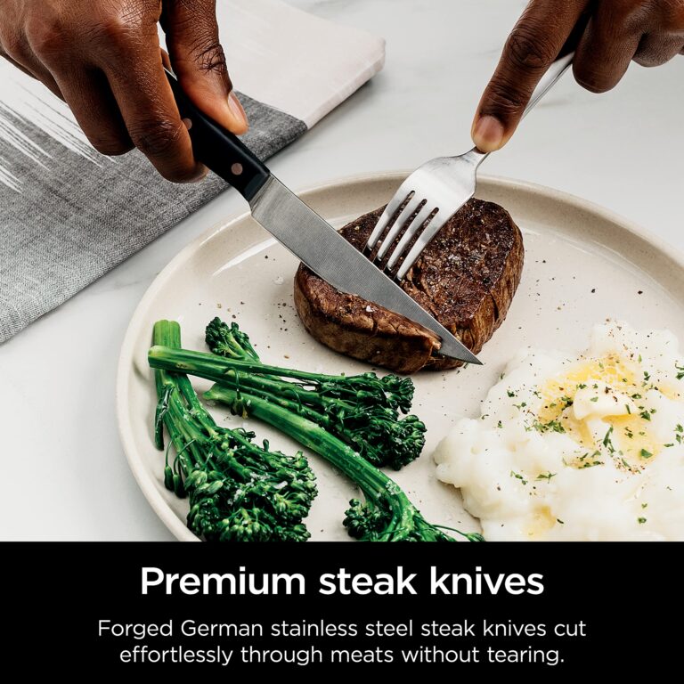 Ninja K52013 Foodi NeverDull Premium 13 Piece German Stainless Steel Wood Series Knife System with Built-in Sharpener, Walnut Stain/Black - Image 5
