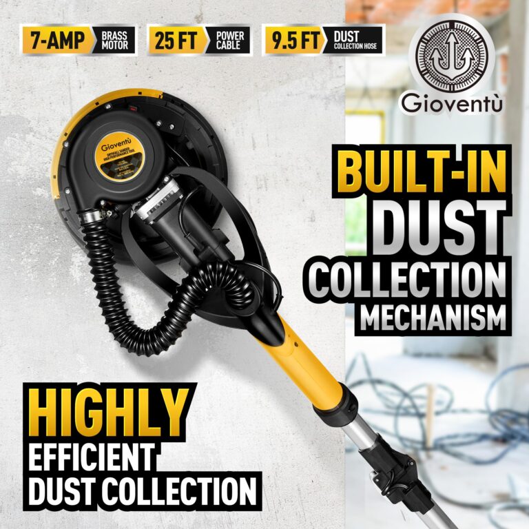 Drywall Sander, 750W Powerful Electric Drywall Sander with Vacuum Attachment, Auto Dust Collection, 7 Variable Speed 900-1800RPM, Dustless Wall Sander with Long Power Cord for Popcorn Ceiling, Drywall - Image 4