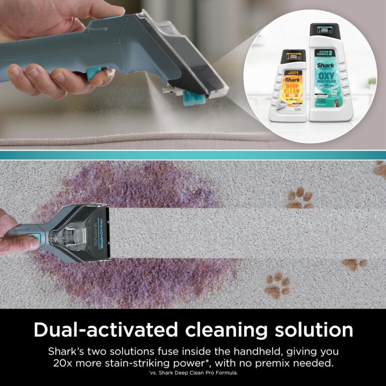 Shark Carpet Cleaner Machine, Portable Upholstery StainStriker, Spot, Odor & Stain Remover, 2 Carpet Cleaner Solutions, 4 Tools, Perfect for Pet Hair, Area Rugs, Couches, Nordic Blue, PX202BRN - Image 7