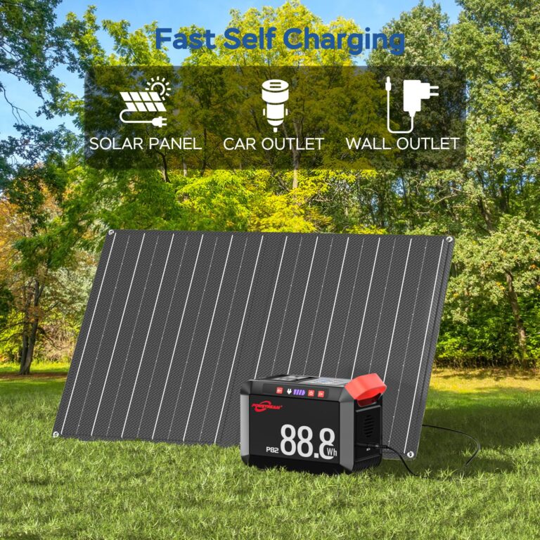 POWSTREAM 88.8Wh Portable Power Station with AC Outlet 120W Peak, 24000mAh Solar Generator with Foldable 21W Panels Included, Solar Powered Power Bank for Outdoor Camping Home Backup Emergency RVs - Image 6