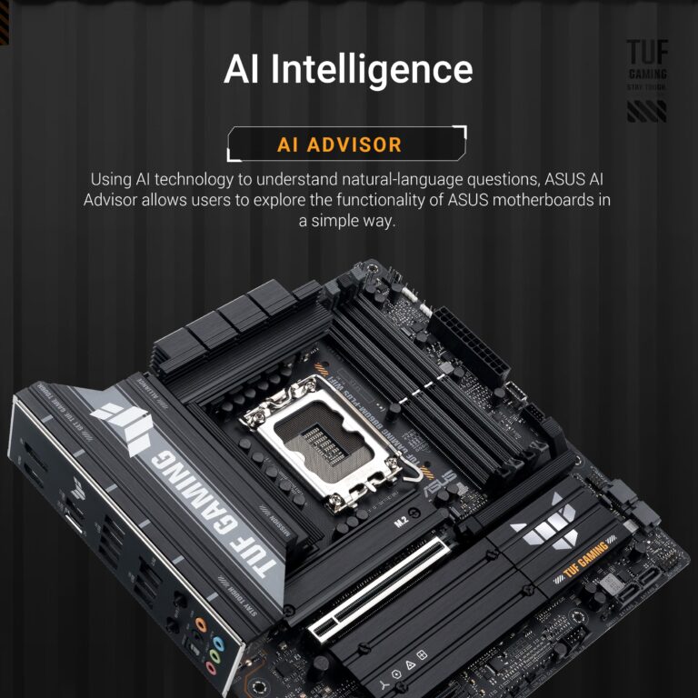 ASUS TUF Gaming B860M-PLUS WiFi B860 LGA 1851 mATX Motherboard, Intel® Core™ Ultra Series 2 Ready, AI PC, 12+1+2+1 80A Stages, DDR5,PCIe 5.0, 3X M.2, Wi-Fi 7, 2.5G LAN, HDMI™, USB 20Gbps Type-C® - Image 9