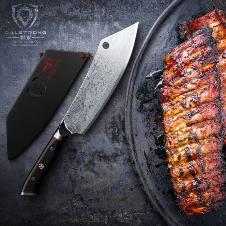 DALSTRONG Hybrid Cleaver & 8" Chef Knife - Shogun Series ELITE - The 'Crixus' - Japanese AUS-10V Super Steel Kitchen Knife - Black Handle - Razor Sharp Knife - Meat Cleaver Heavy Duty - w/Sheath Cover - Image 4
