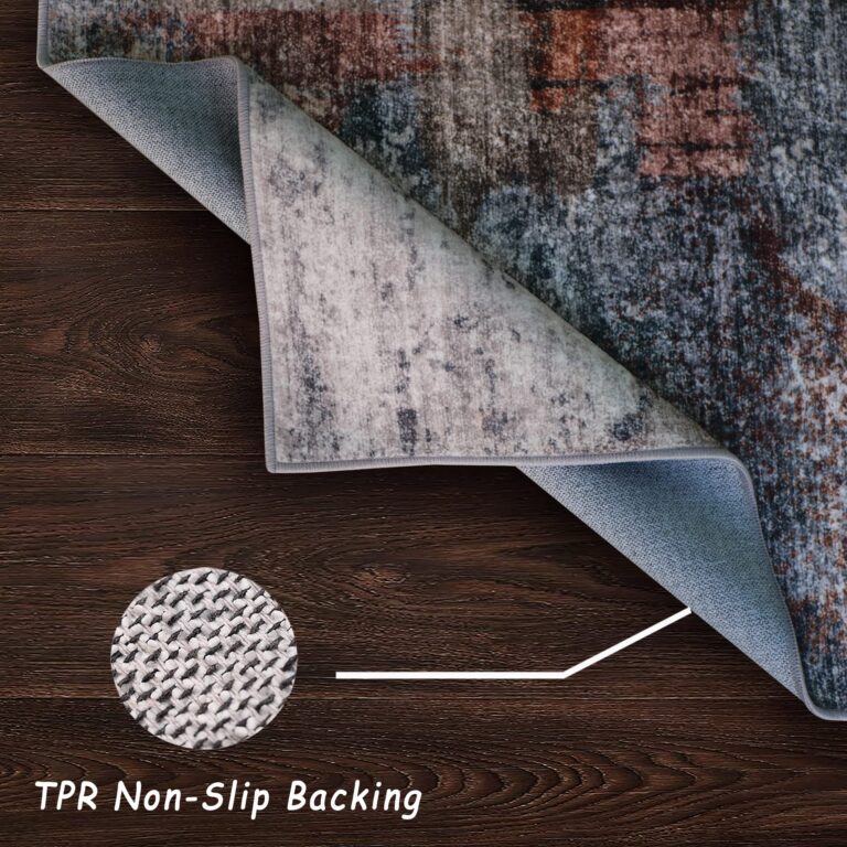 vivorug Washable Rug, Ultra Soft Area Rug 8x10, Non Slip Abstract Rug Foldable, Stain Resistant Rugs for Living Room Bedroom, Modern Fuzzy Rug (Gray/Rust, 8'x10') - Image 5