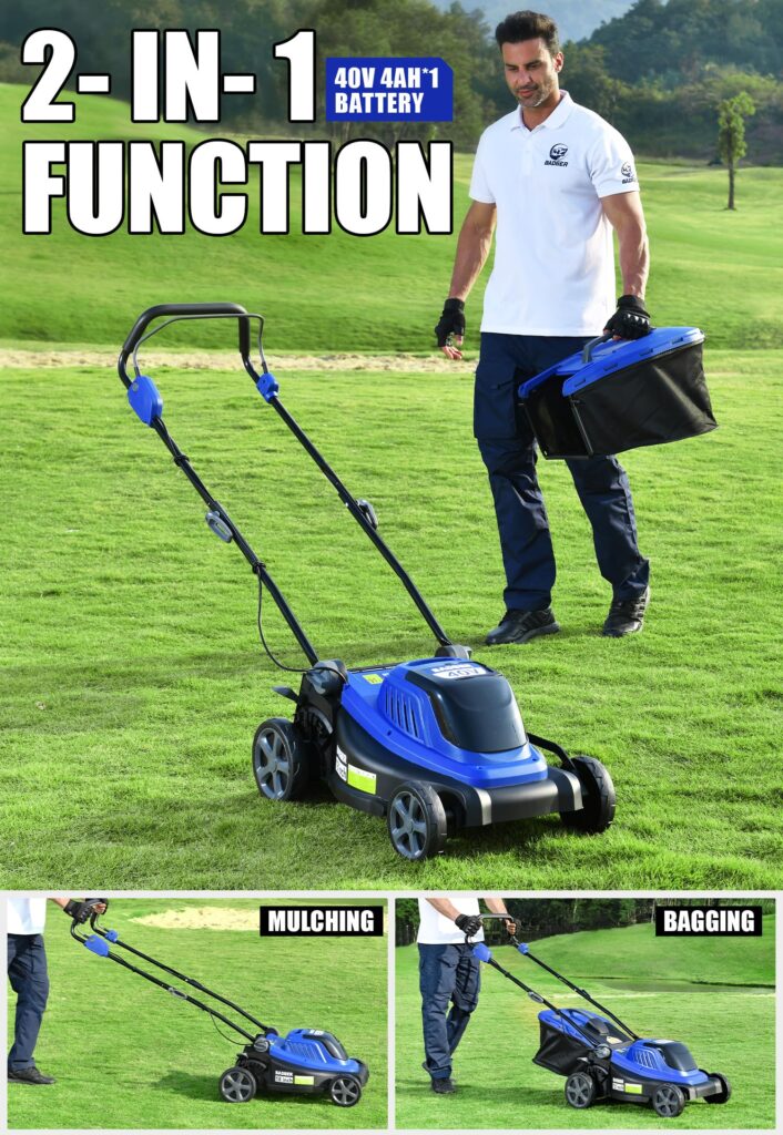 WILD BADGER POWER Lawn Mower 40V Brushless 18" Cordless, 5 Cutting Height Adjustments Electric Lawn Mower, Quickly Folding Within 5’s, 4.0AH Battery and Super Charger Included. - Image 3