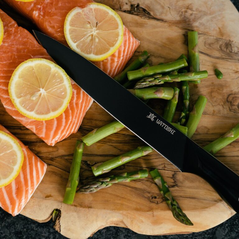 Yatoshi 13 Piece Knife Block - Onyx Black Titanium Nitride Coating- Ultra Sharp High Carbon Stainless Steel - Black Pakkawood Ergonomic Handle - Image 4