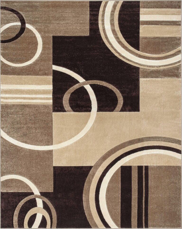 Well Woven Echo Shapes & Circles Ivory/Beige Brown Modern Geometric Comfy Casual Hand Carved Area Rug (7'10inx9'10in) Easy Clean Stain Resistant Abstract Contemporary Thick Soft Plush Living Room - Image 7