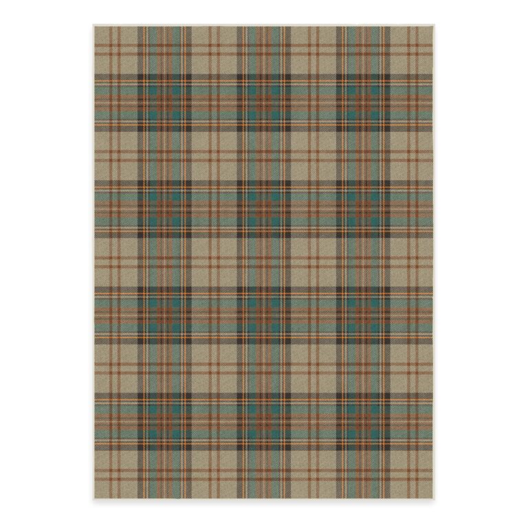 Ruggable Washable 5x7 Area Rug, Plaid, Premium Winter Rugs for Living Room, Bedroom, Kitchen, Office, Classroom with Gripper Non Slip Pad, Dress Stewart Tartan Khaki