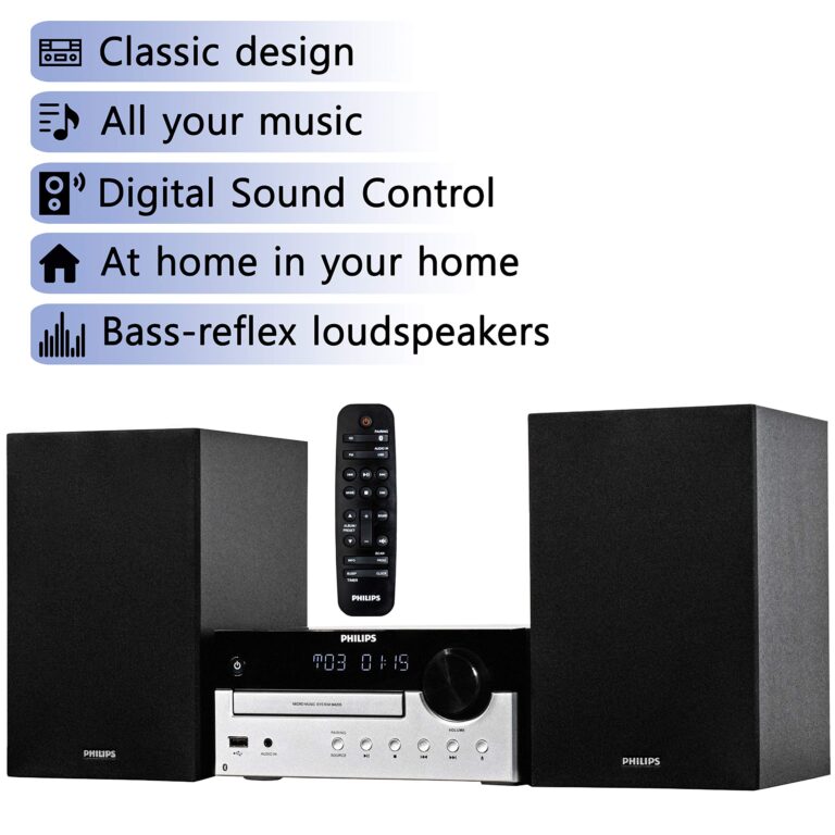 PHILIPS Bluetooth Stereo System for Home with CD Player, MP3, USB, Audio in, FM Radio, Bass Reflex Speaker, 60W, Remote Control Included - Image 2
