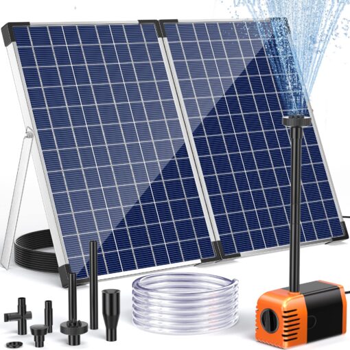 POPOSOAP Solar Water Fountain Pump Outdoor 35 Watt, 480GPH Solar Fountain Pump with Foldable Solar Panel, Adjustable Water Flow Solar Pump Kit for Garden Fish Pond Waterfall Hydroponics Pool
