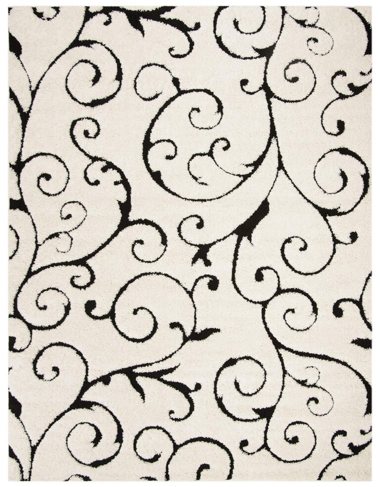 SAFAVIEH Florida Shag Collection Area Rug - 6' x 9', Ivory & Black, Scroll Design, Non-Shedding & Easy Care, 1.2-inch Thick Ideal for High Traffic Areas in Living Room, Bedroom (SG455-1290) - Image 6