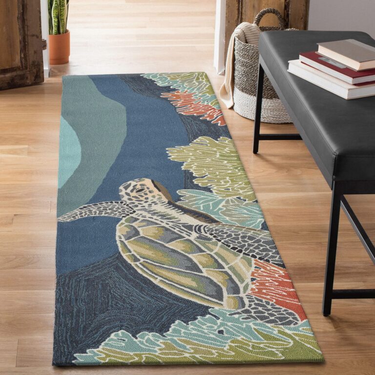 Liora Manne Ravella Indoor Outdoor Rug - Nautical Rug, Sea Life & Ocean Theme Decor, Comfortable & Durable, UV Stabilized, Stain Resistant Rug, Ocean Blue, 2' x 8' - Image 6