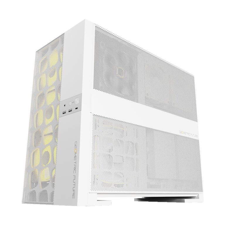 Geometric Future M5 Vent Mesh Panel Tempered Glass Mid Tower, E-ATX/ATX Gaming Case, High Airflow, 1.2mm Steel, Type C, Support 420/360 Radiator, ARGB PWM 140m fan x 5 Pre-Installed, White, GEO-M5VF-W - Image 7