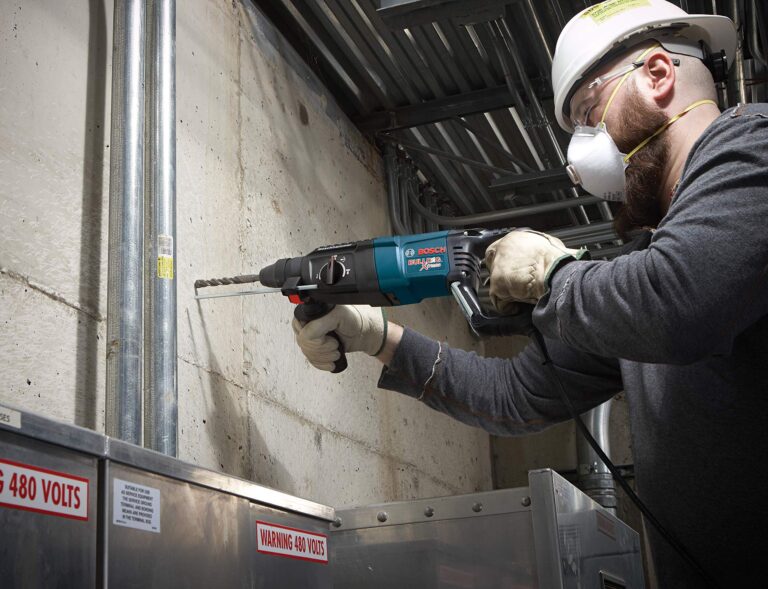 Bosch 11255VSR Bulldog Xtreme - 8 Amp 1 Inch Corded Variable Speed Sds-Plus Concrete/Masonry Rotary Hammer Power Drill, Blue & 1-1/2 x 10" SDS-plus Bulldog Xtreme Hammer Tile Chisel HS1465 - Image 3