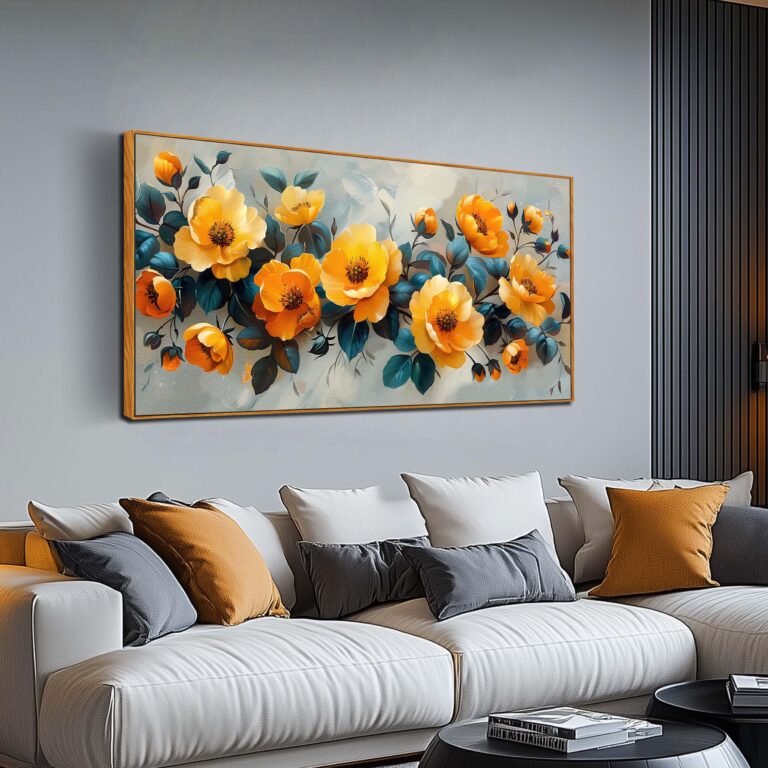 Floral Wall Art for Living Room Bedroom Blossom Wall Decor Yellow Poster Pictures Flower Market Artwork 24"x 48"