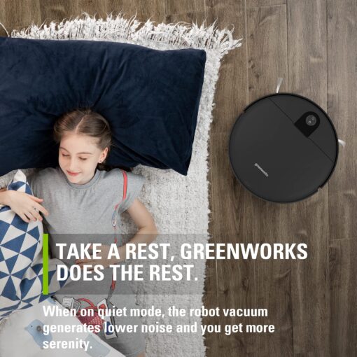 Greenworks Robotic Vacuum GRV-1010 Self-Charging, Wi-Fi Connectivity, 2200Pa Extreme Suction Power, Perfect for Pet Hair, Hard Floors, Carpets, Works with Alexa - Image 5