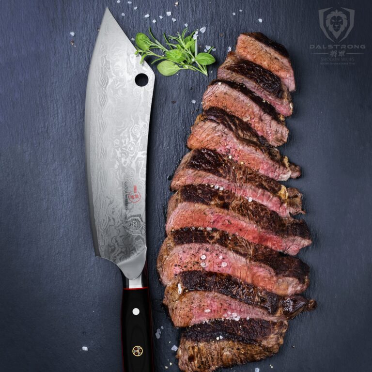 DALSTRONG Hybrid Cleaver & 8" Chef Knife - Shogun Series ELITE - The 'Crixus' - Japanese AUS-10V Super Steel Kitchen Knife - Black Handle - Razor Sharp Knife - Meat Cleaver Heavy Duty - w/Sheath Cover - Image 3