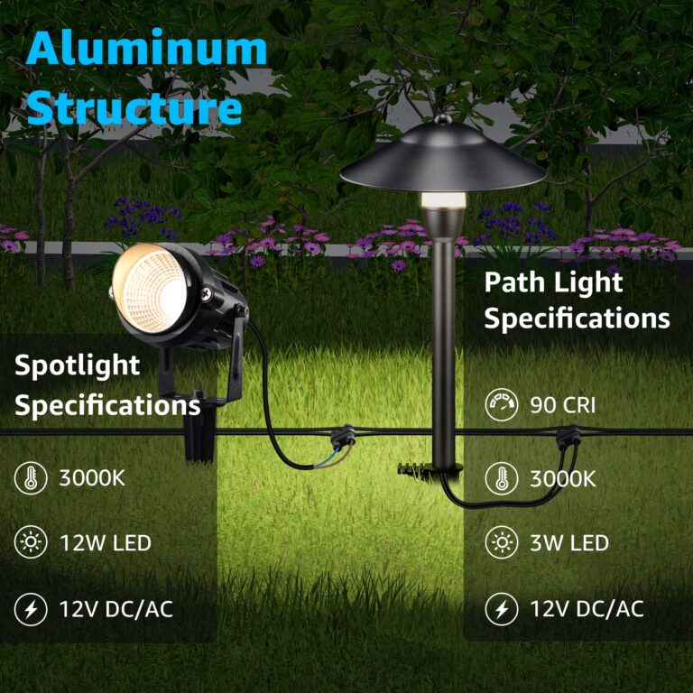 SUNVIE LED Landscape Lights Low Voltage Pathway Lights 12V Landscape Lighting Kit Aluminum Low Voltage Landscape Pathway Lights with Stake Waterproof for Walkway Yard Garden, 12 Pack with Connectors - Image 8
