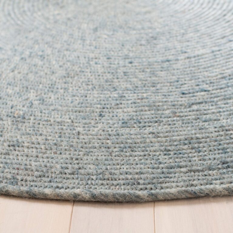 SAFAVIEH Braided Collection 7' Round Turquoise BRD901K Handmade Country Cottage Reversible Wool Entryway Foyer Living Room Bedroom Kitchen Area Rug - Image 6