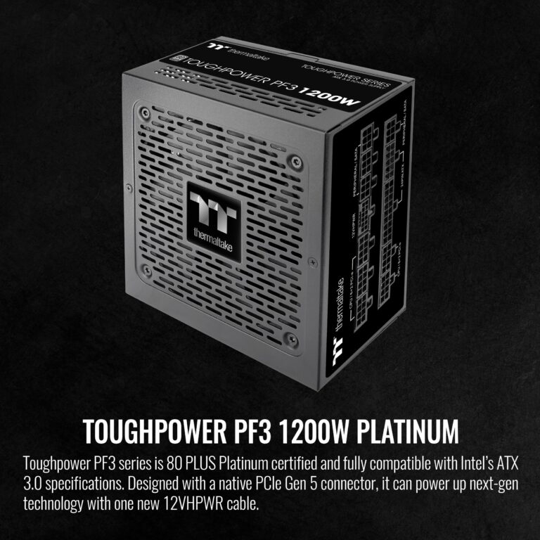 Thermaltake Toughpower PF3 ATX 3.0 1200W 80+ Platinum Full Modular SLI/Crossfire Ready Power Supply; PCIe 5.0 12VHPWR Connector Included; 10 Year Warranty; PS-TPD-1200FNFAPU-L - Image 6