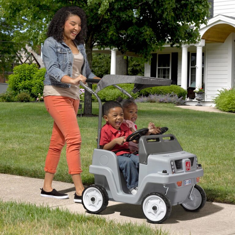 Step2 Side-by-Side Push Around SUV, Kids Push Car, 2 Seats, Stroller Substitute, Includes Seat Belts & Horns, Made of Durable Plastic, Max Weight 100 lbs., for Toddlers 1.5-5 Years Old, Gray - Image 9
