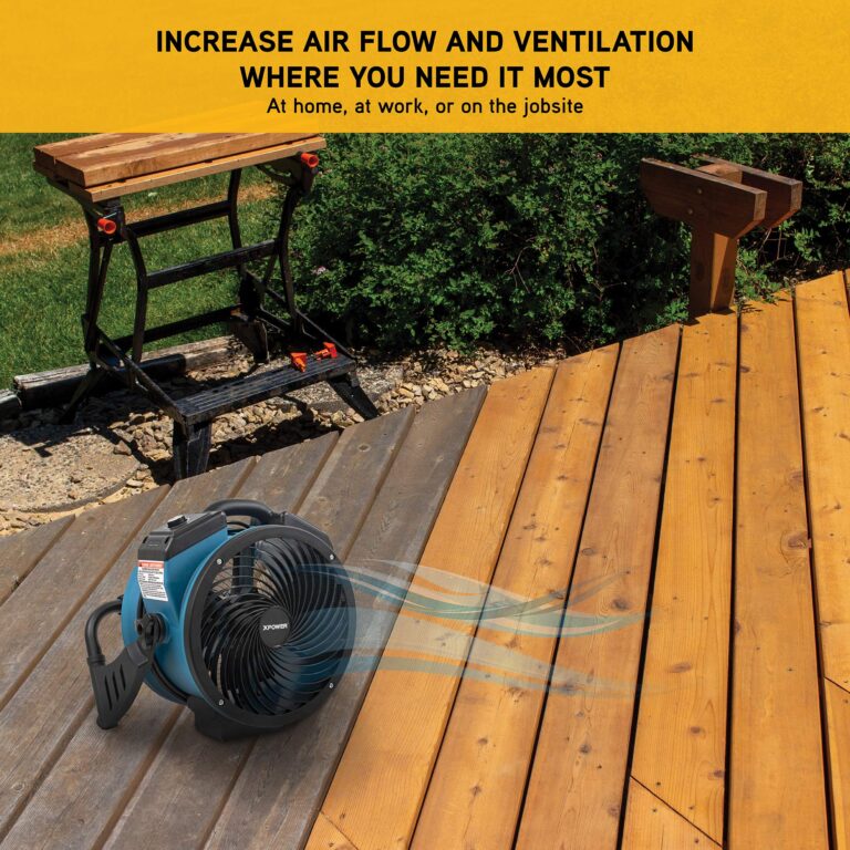 XPOWER FC-150B Portable High Velocity AC/DC Dual Power Operated Portable Rechargeable Battery 18,200mAh Utility Fan, Extended Air Flow, 1000 CFM - Image 2