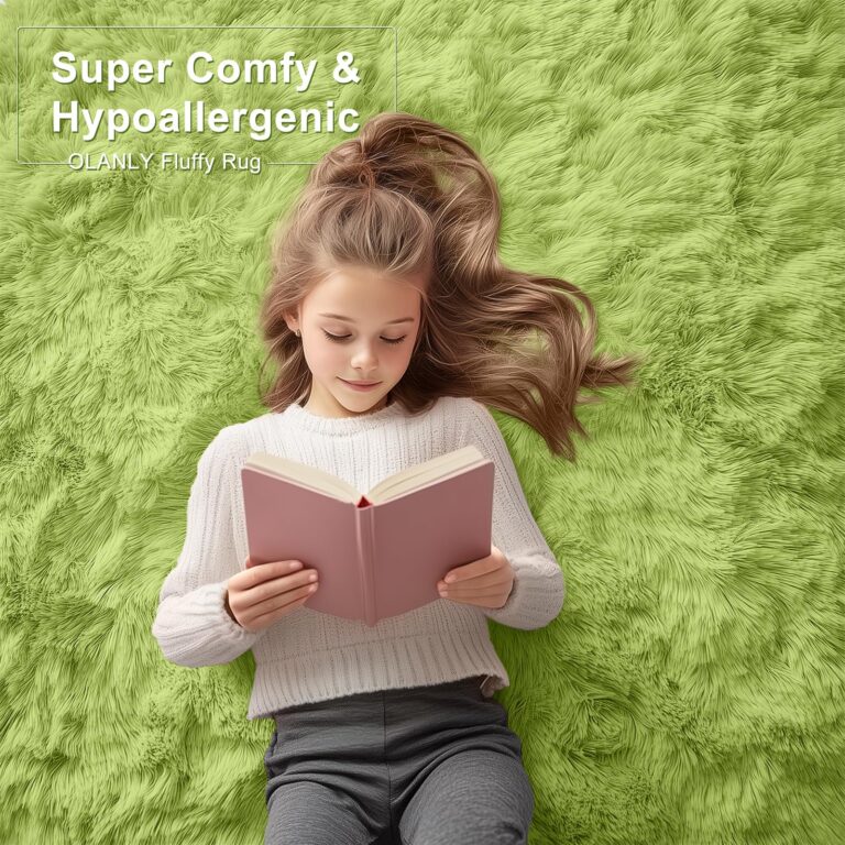OLANLY 9x12 Machine Washable Large Area Rugs for Living Room, Bedroom, Soft Fluffy Shaggy Bedside Rug, Indoor Floor Carpet for Kids Girls and Boys, Dorms, Nursery, Home Decor Aesthetic, Grass Green - Image 4
