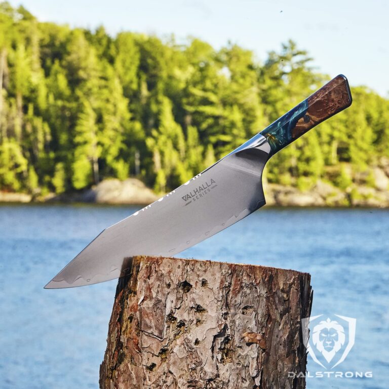 Dalstrong Chef Knife - 9.5 inch - Valhalla Series - 9CR18MOV HC Steel Kitchen Knife - White Resin & Wood Handle - Razor Sharp Chef's Knife - Kitchen Knife - Professional Cooking - w/Leather Sheath - Image 4