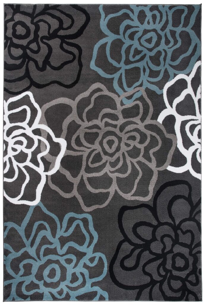 Rugshop Contemporary Modern Floral Abstract Flowers Easy Maintenance for Home Office, Living Room, Bedroom, Kitchen Soft Area Rug 9' x 12' Gray - Image 8