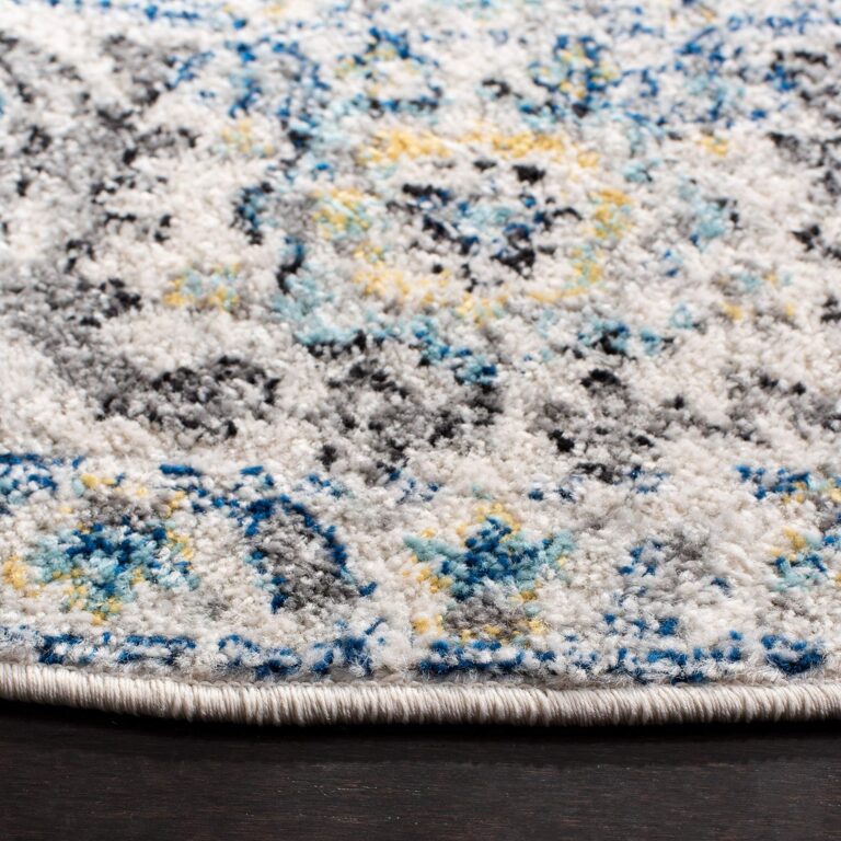 SAFAVIEH Madison Collection 11' Round Turquoise/Ivory MAD603K Oriental Snowflake Medallion Distressed Non-Shedding Dining Room Entryway Foyer Living Room Bedroom Area Rug - Image 5