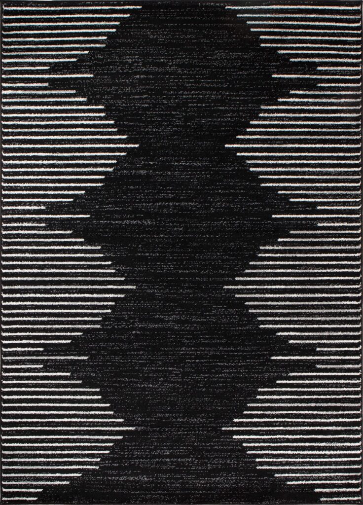 Rugshop Bohemian Stripe Stain Resistant High Traffic Living Room Kitchen Bedroom Dining Home Office Area Rug 8'x10' Black - Image 10