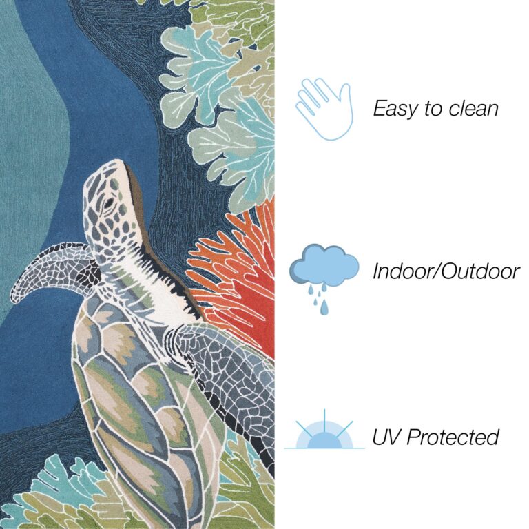 Liora Manne Ravella Indoor Outdoor Rug - Nautical Rug, Sea Life & Ocean Theme Decor, Comfortable & Durable, UV Stabilized, Stain Resistant Rug, Ocean Blue, 2' x 8' - Image 7