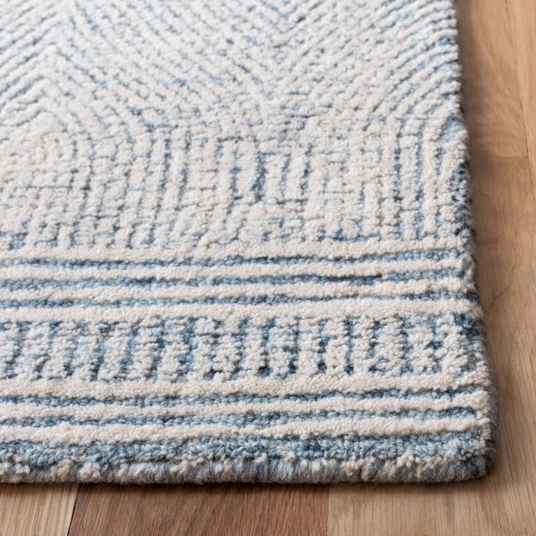 SAFAVIEH Abstract Collection 8' Round Ivory/Blue ABT340M Handmade Premium Wool Entryway Foyer Living Room Bedroom Kitchen Area Rug - Image 6