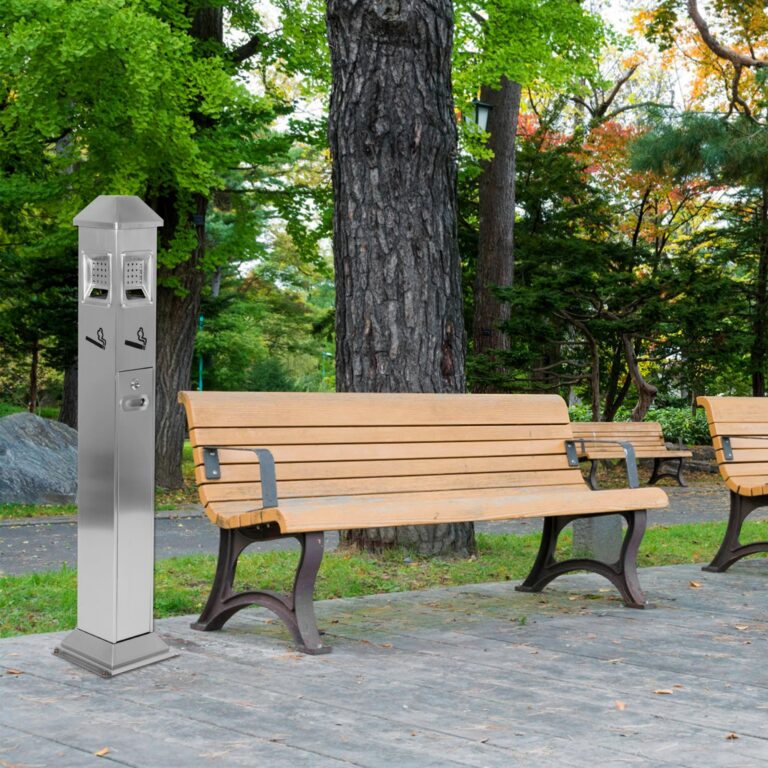 lukar Commercial Butt Receptacle Outdoor Metal Trash Can Heavy Duty Standing Ash Bin for Patios Gardens Hotels Pubs Offices (Silver) - Image 8